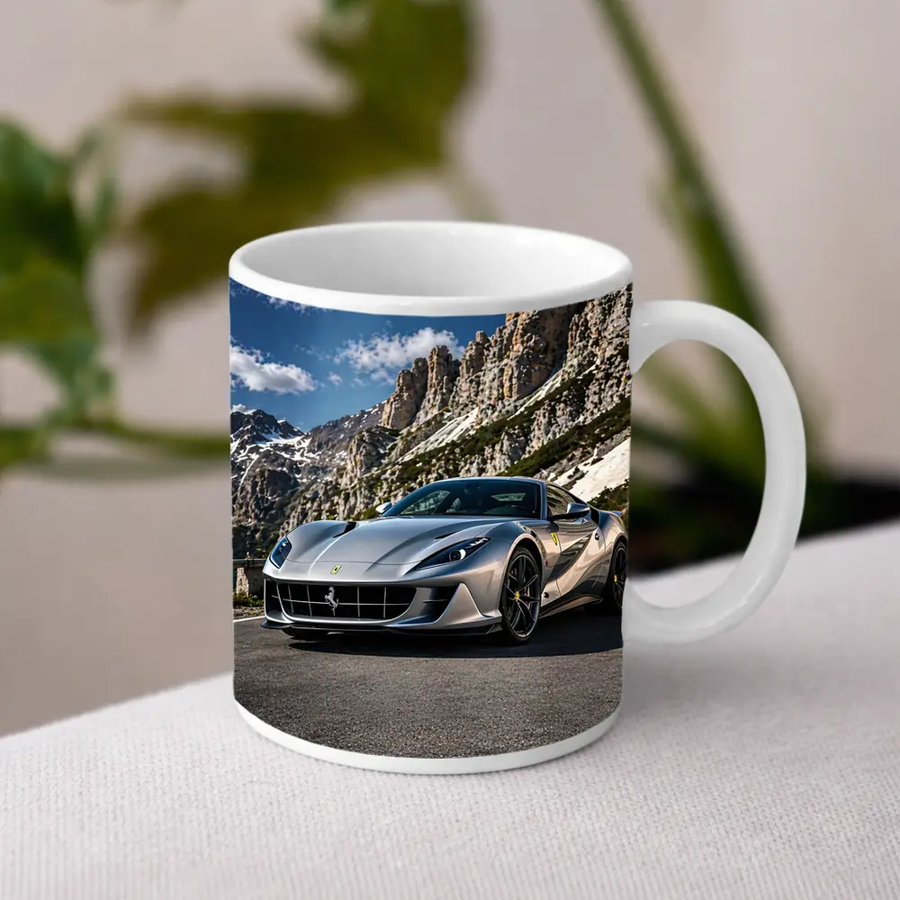 Ferrari 812 Superfast Silver Mountain Road – Mugs