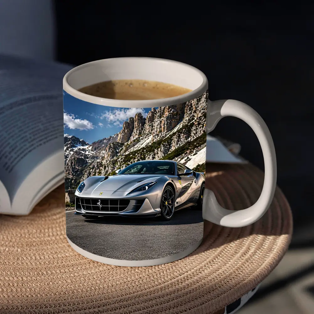 Ferrari 812 Superfast Silver Mountain Road – Mugs