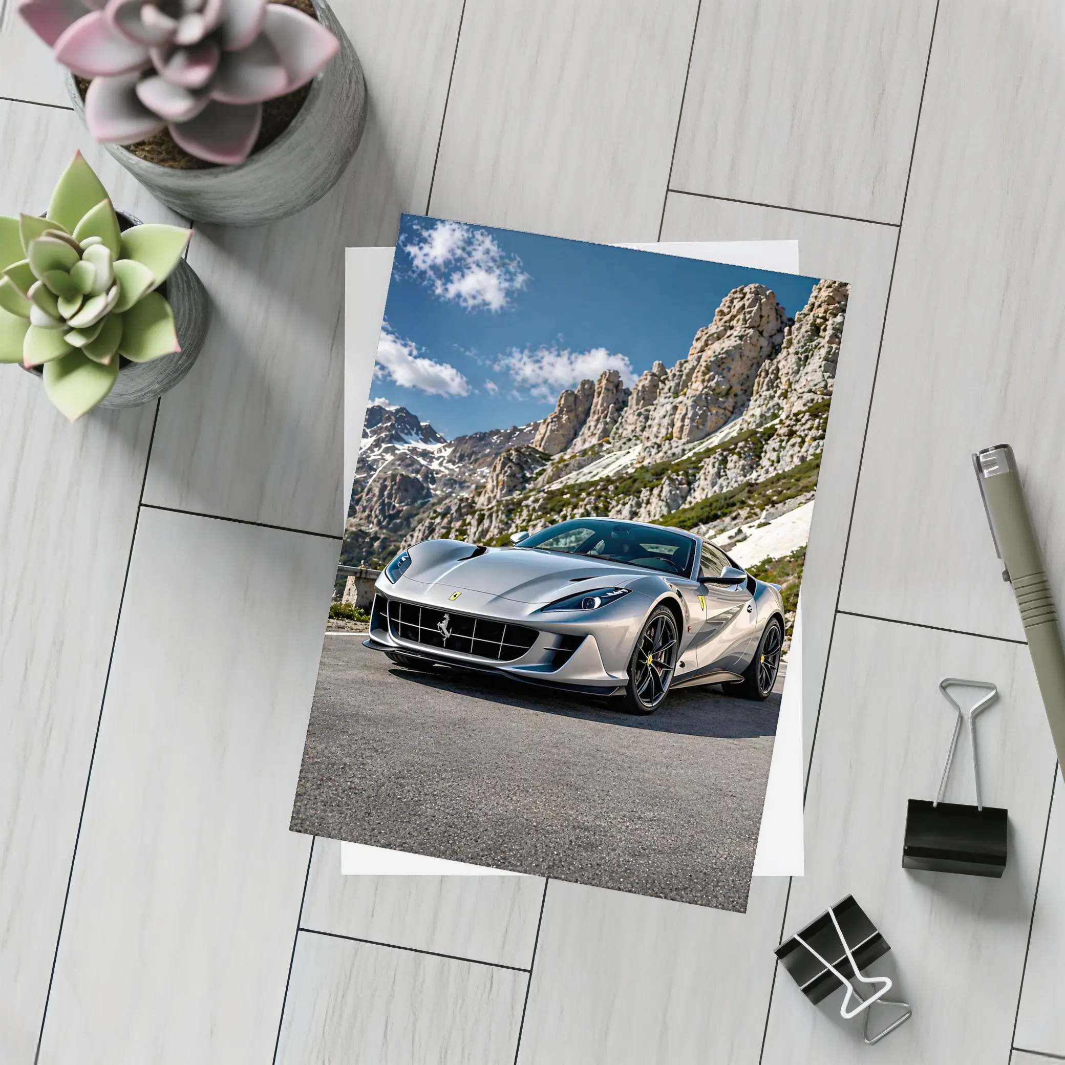 Ferrari 812 Superfast Silver Mountain Road – Postcards
