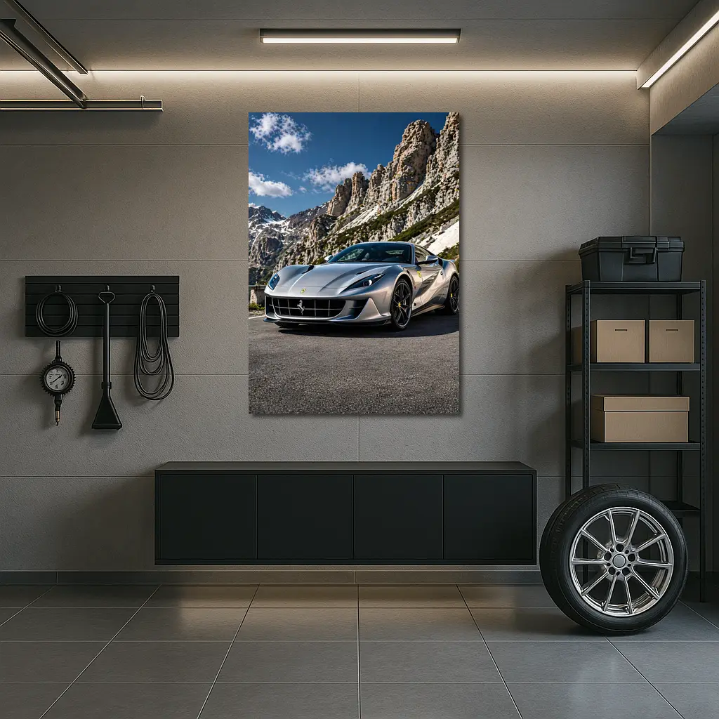 Ferrari 812 Superfast Silver Mountain Road – Wall Art