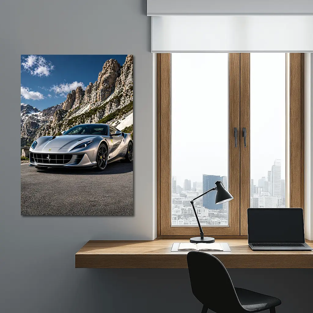 Ferrari 812 Superfast Silver Mountain Road – Wall Art