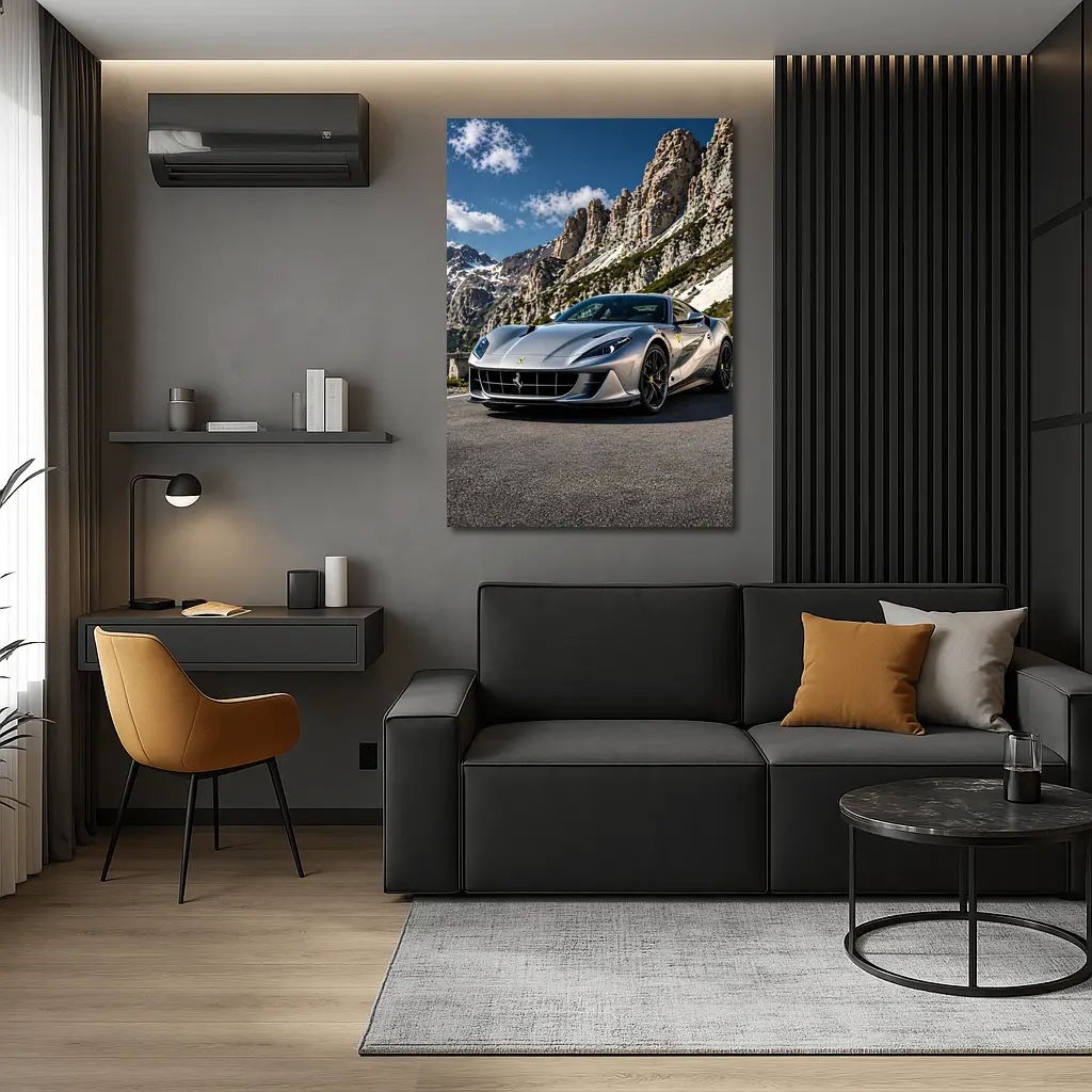 Ferrari 812 Superfast Silver Mountain Road – Wall Art