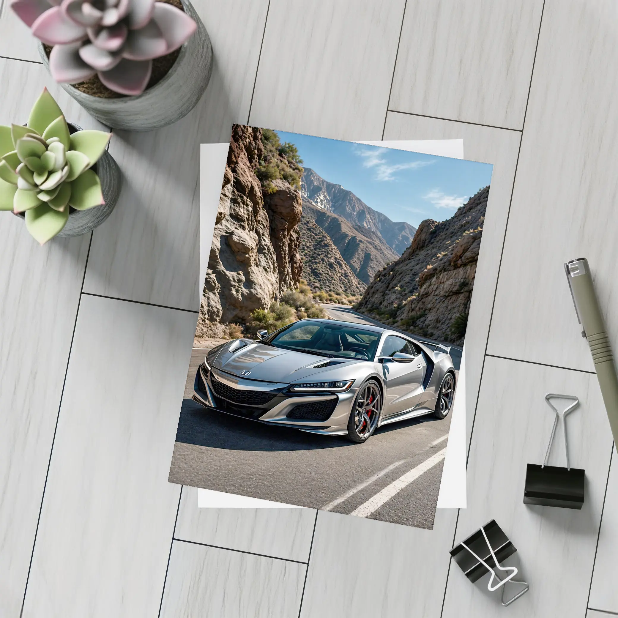 Acura NSX Silver Car Mountain Road – Postcards