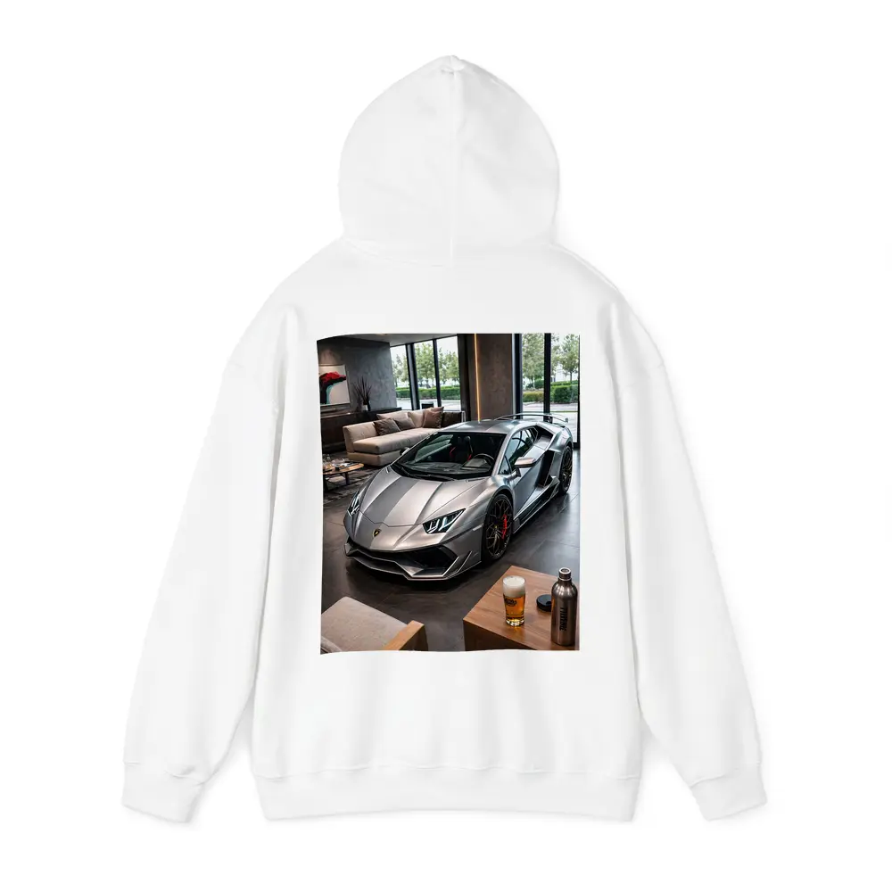 Silver Lamborghini Huracan Inside Luxury Showroom – Hoodies