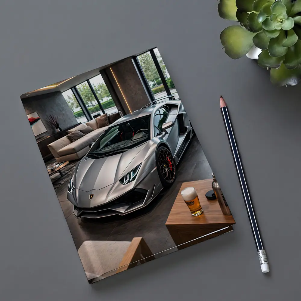 Silver Lamborghini Huracan Inside Luxury Showroom – Notebooks