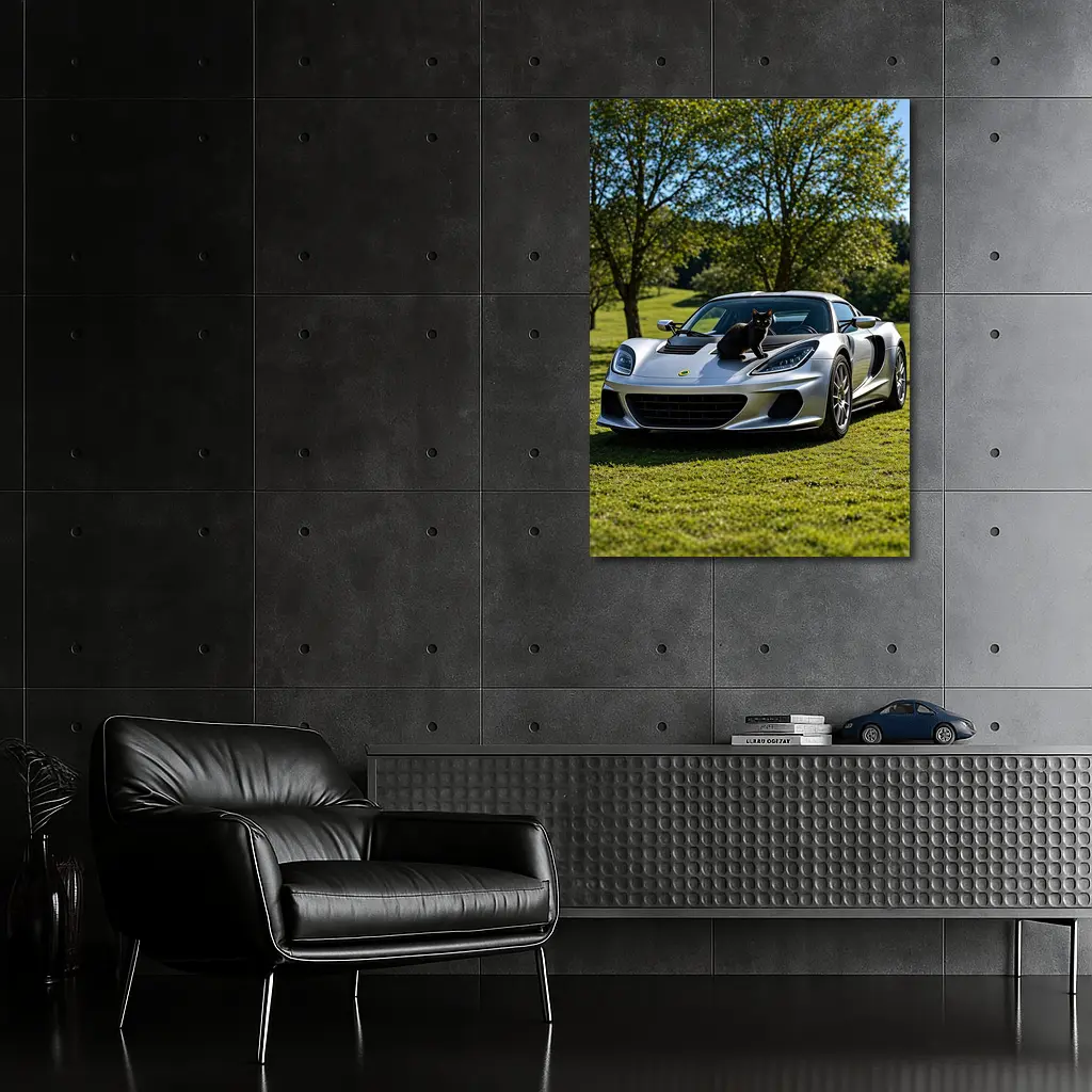 Silver Lotus Elise Black Cat Green Parkland – Wall Art