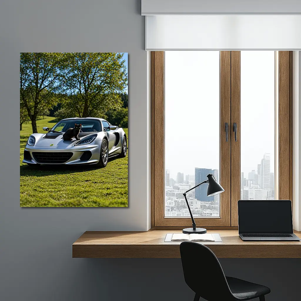 Silver Lotus Elise Black Cat Green Parkland – Wall Art