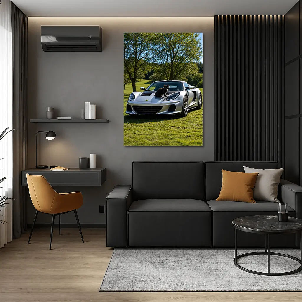 Silver Lotus Elise Black Cat Green Parkland – Wall Art