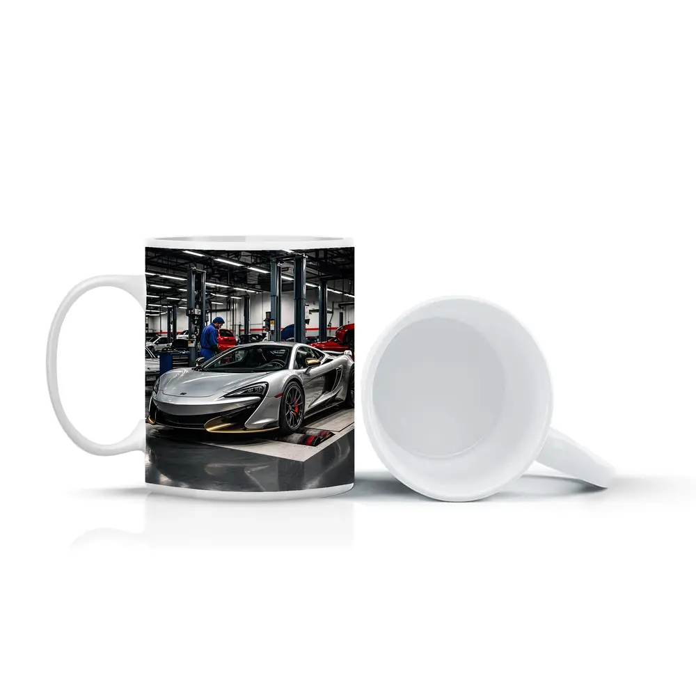 McLaren 600LT Silver Supercar in Workshop – Mugs