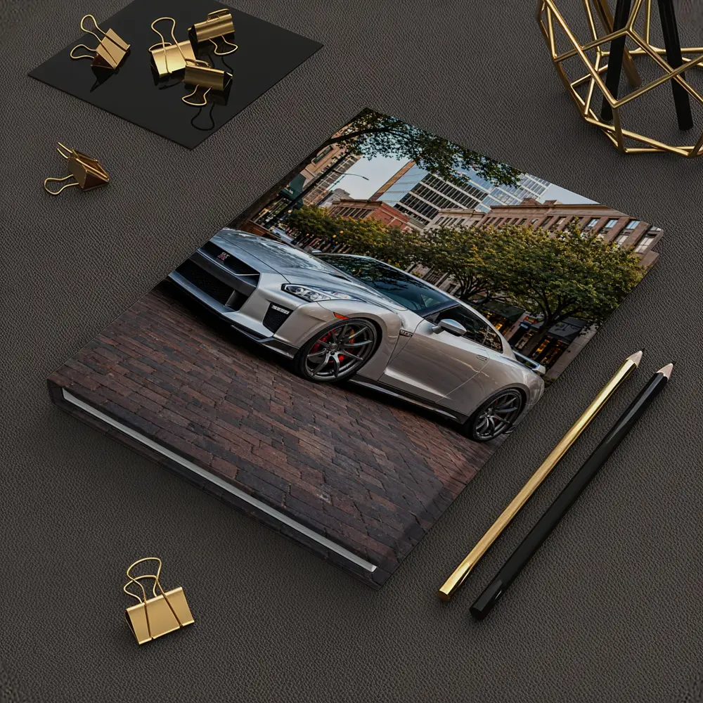 Silver Nissan GT-R Parked Urban City Street – Notebooks