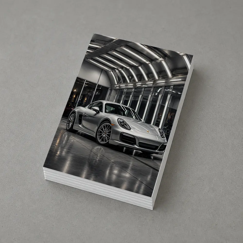 Silver Porsche Cayman Inside Modern Garage – Postcards