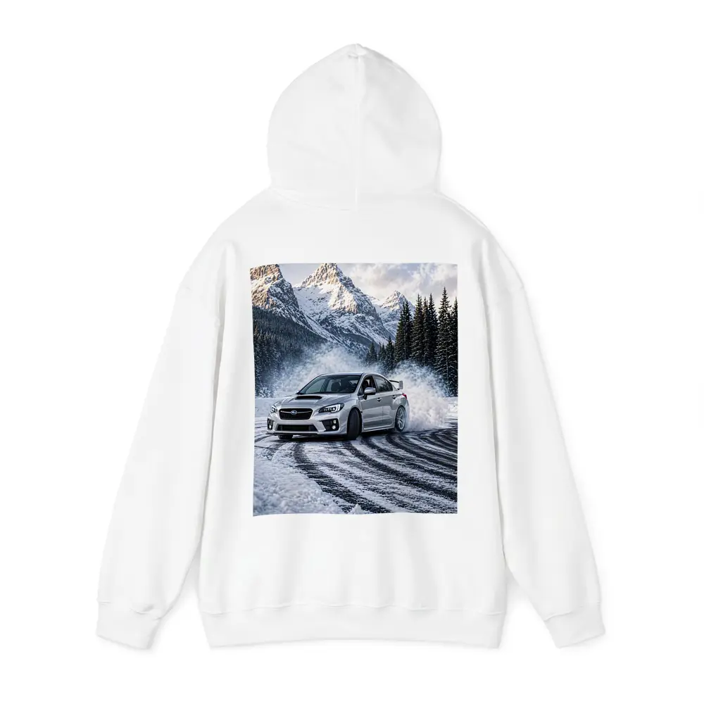 Subaru WRX STI Drifting Snowy Mountain Road – Hoodies