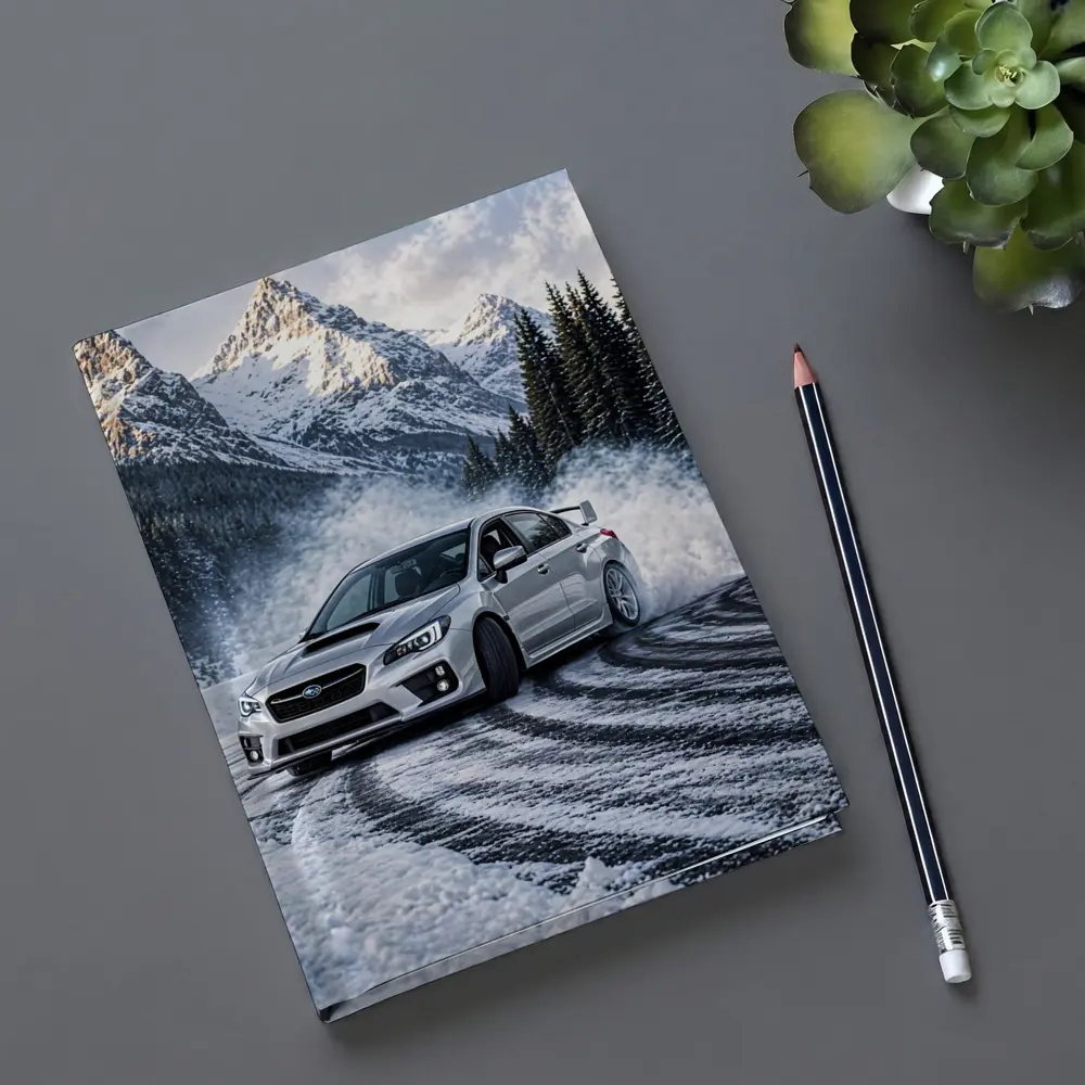 Subaru WRX STI Drifting Snowy Mountain Road – Notebooks