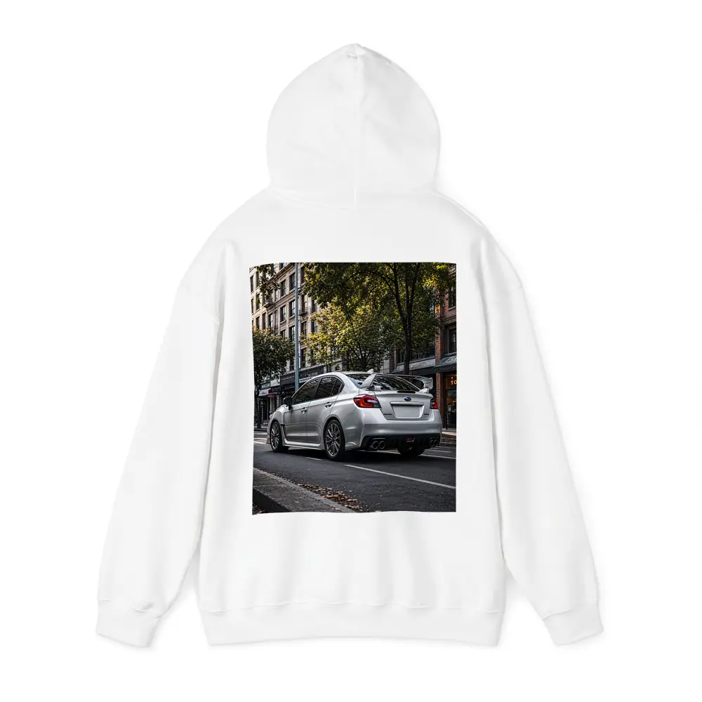 Silver Subaru WRX STI Urban Street Scene – Hoodies