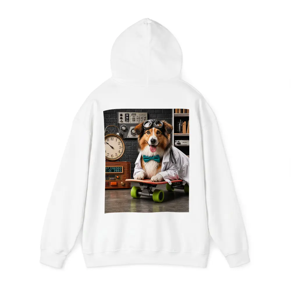 Scientist Collie Dog Riding Skateboard Lab – Hoodies
