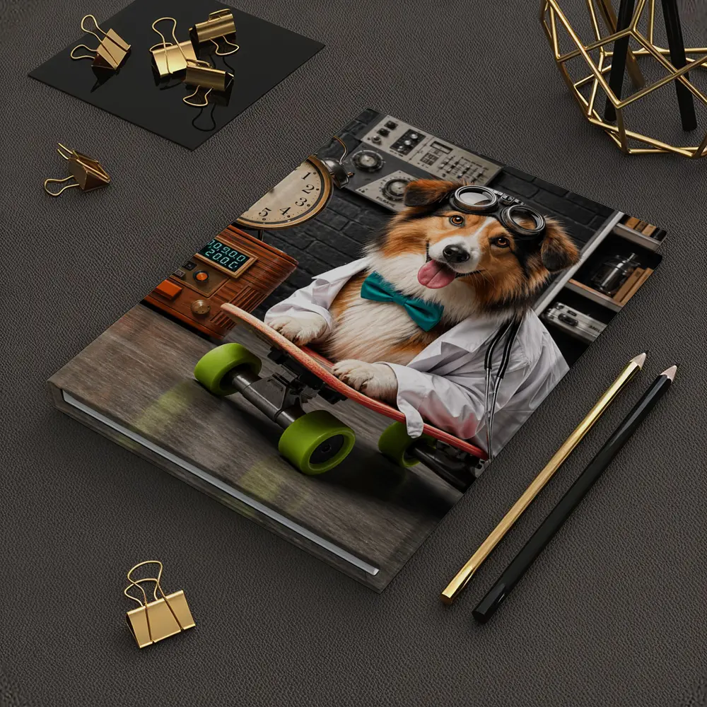 Scientist Collie Dog Riding Skateboard Lab – Notebooks