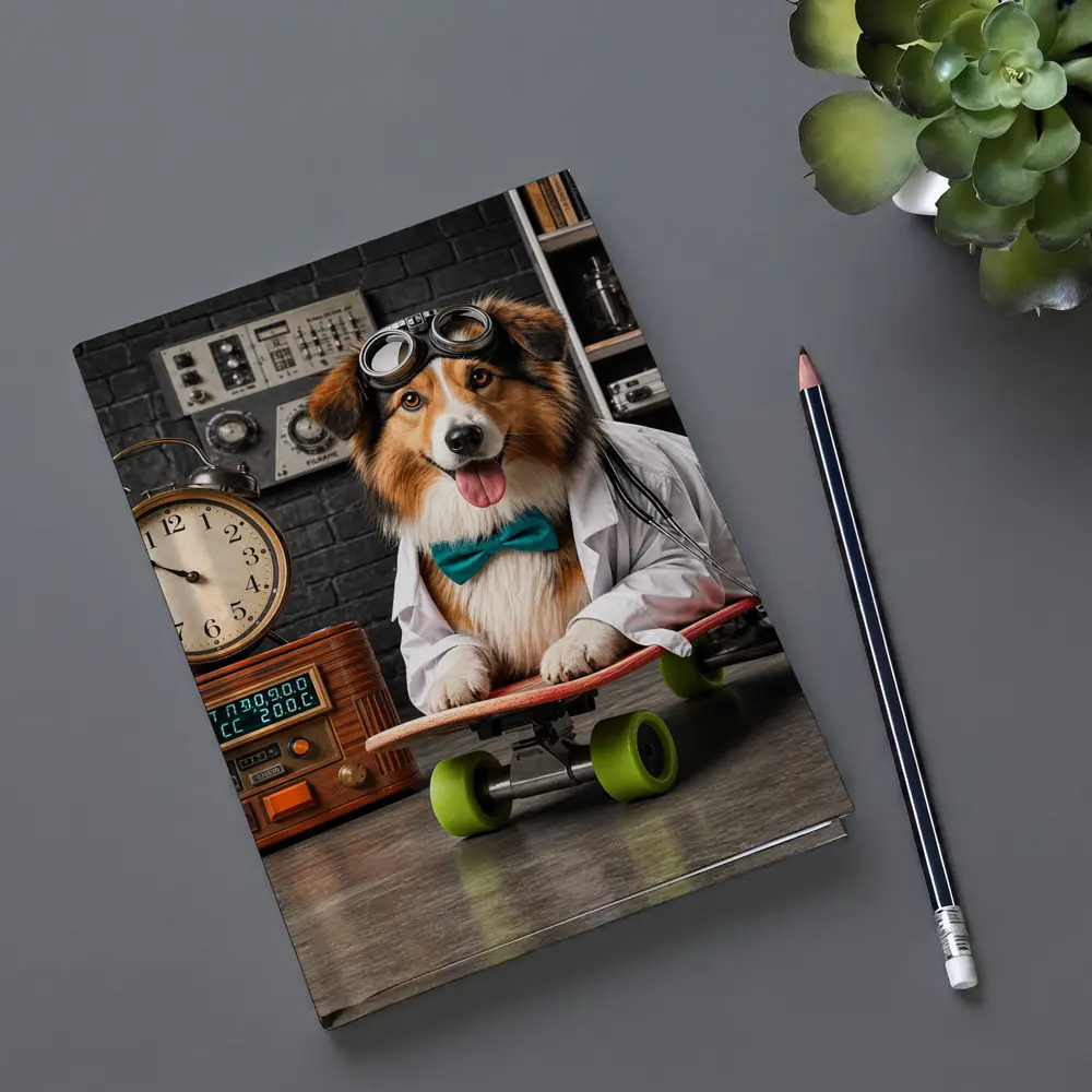Scientist Collie Dog Riding Skateboard Lab – Notebooks