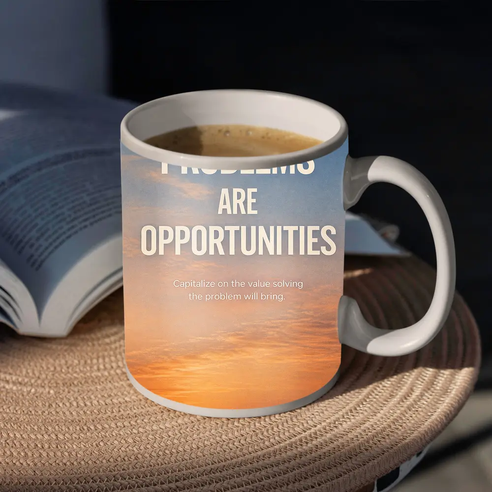 Problems Are Opportunities Sunset Sky Quote – Mugs