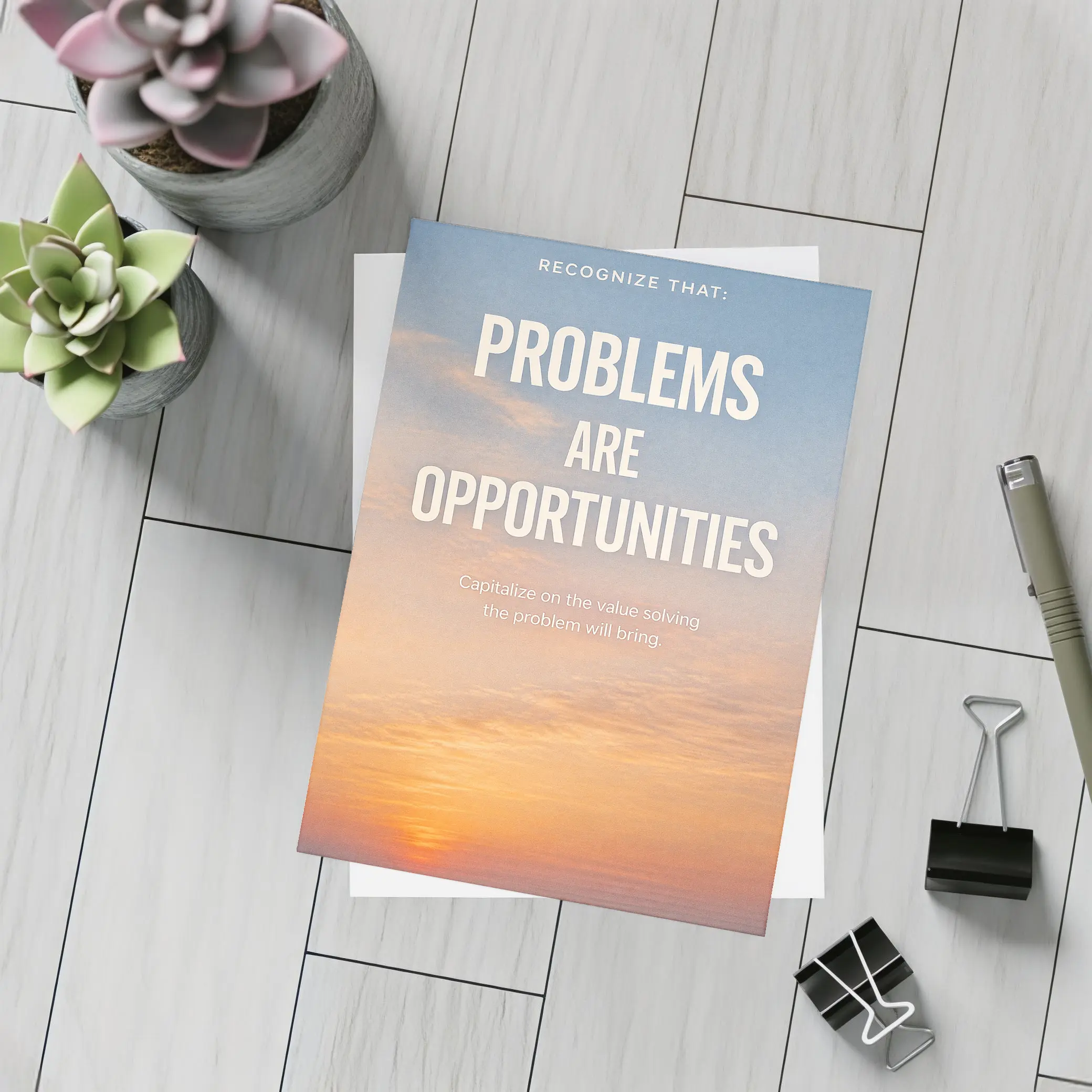 Problems Are Opportunities Sunset Sky Quote – Postcards
