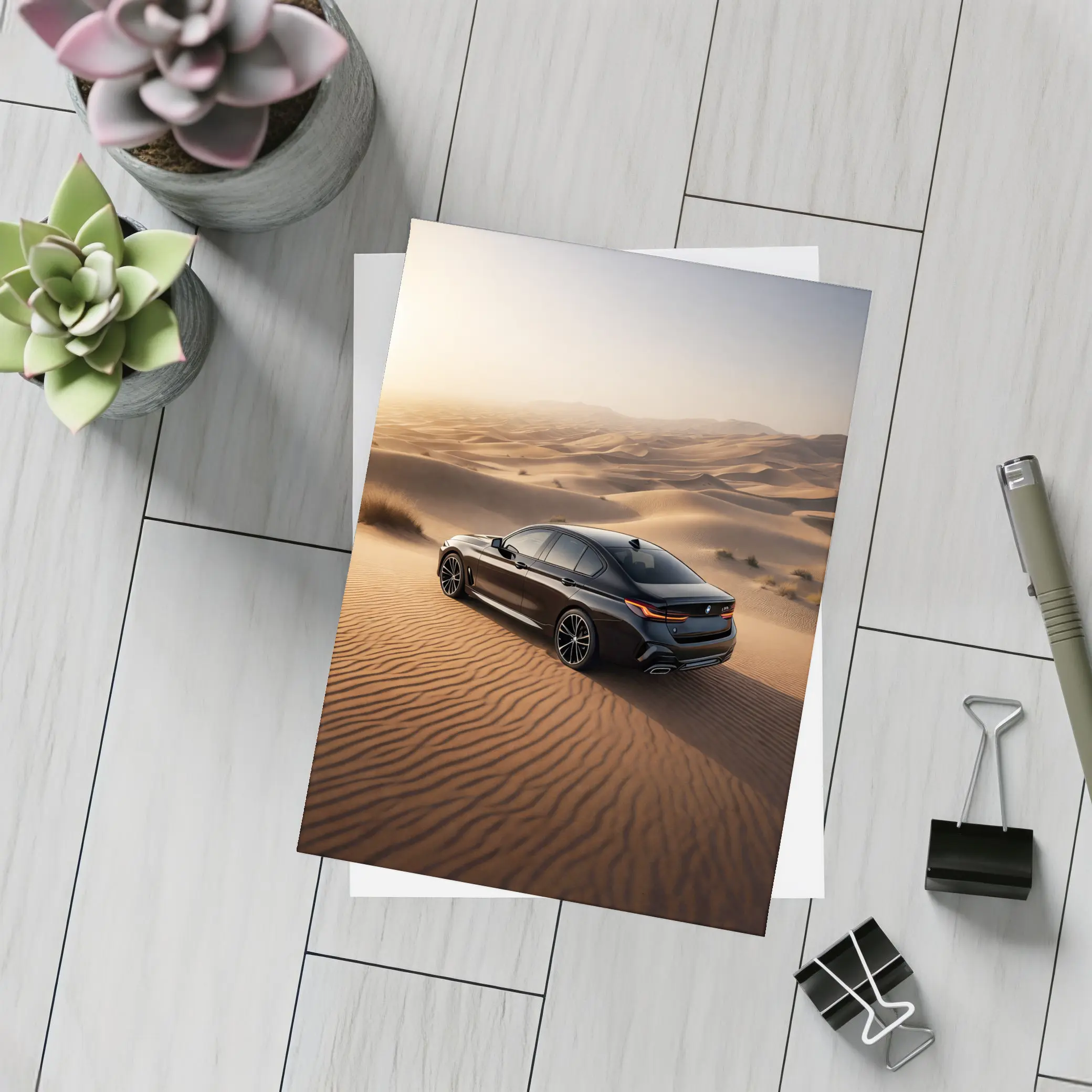 Black BMW 2 Series Desert Sand Dunes – Postcards