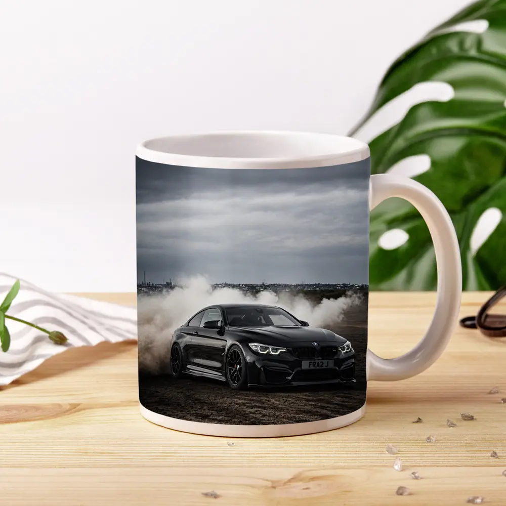 BMW M4 Black Burnout Smoke Dramatic Sky – Mugs