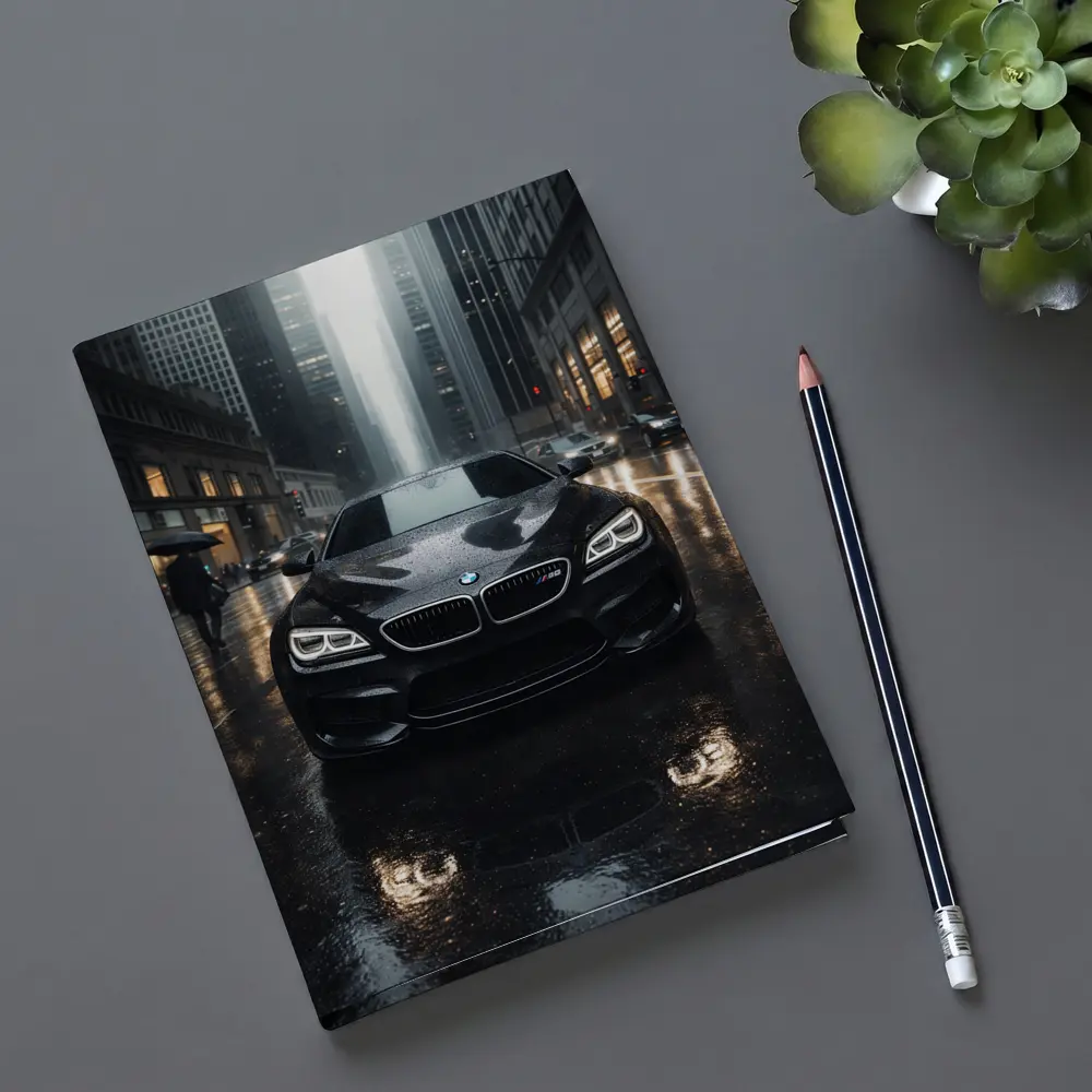 BMW M6 Black Rainy City Street Night – Notebooks