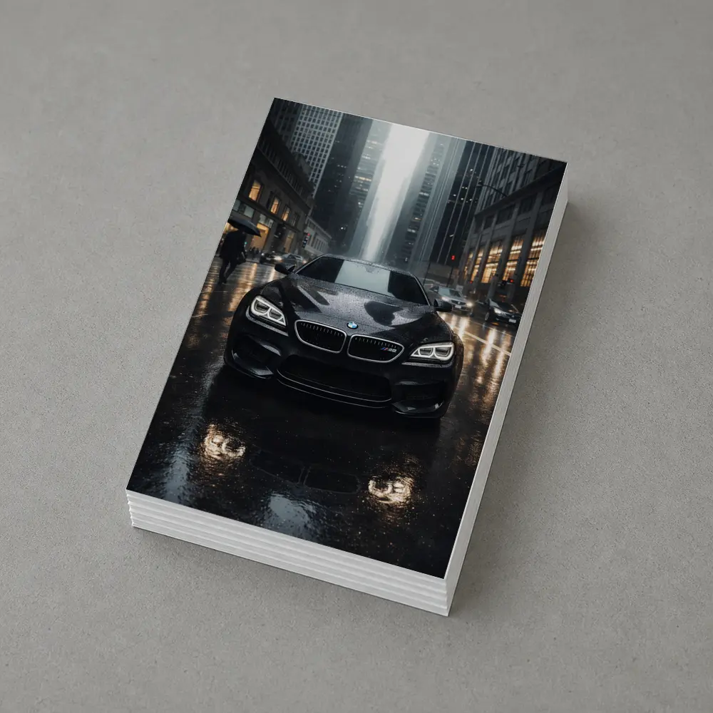 BMW M6 Black Rainy City Street Night – Postcards
