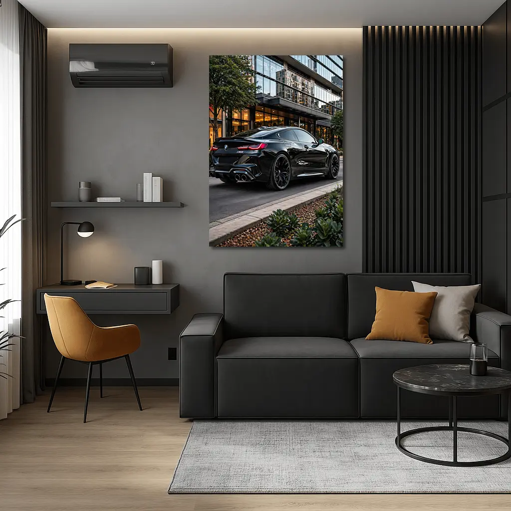 BMW M8 Black Coupe Urban Street Setting – Wall Art