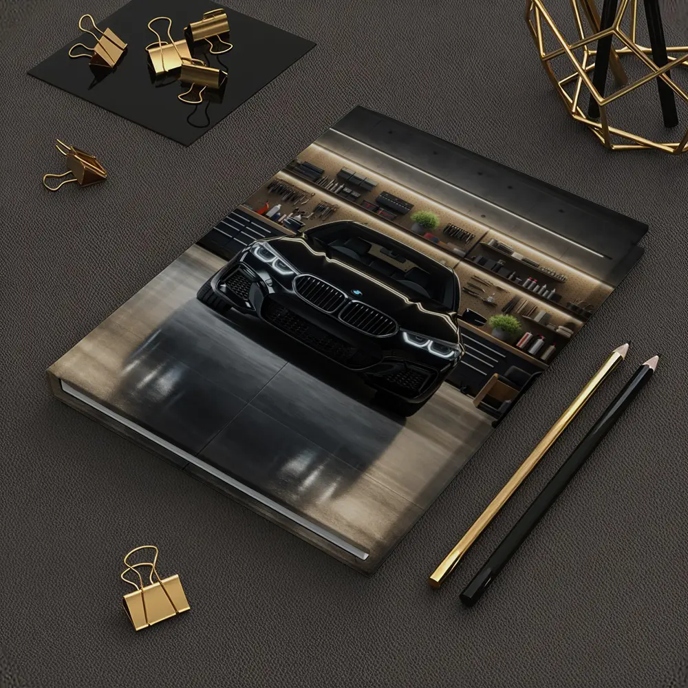 Black BMW Sedan Parked in Dark Garage – Notebooks