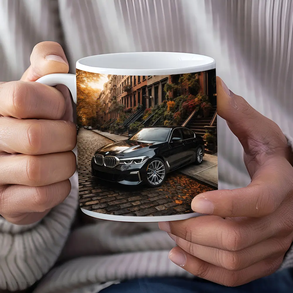 Black BMW Five Series New York Street – Mugs