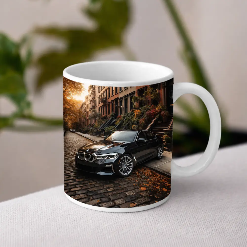 Black BMW Five Series New York Street – Mugs
