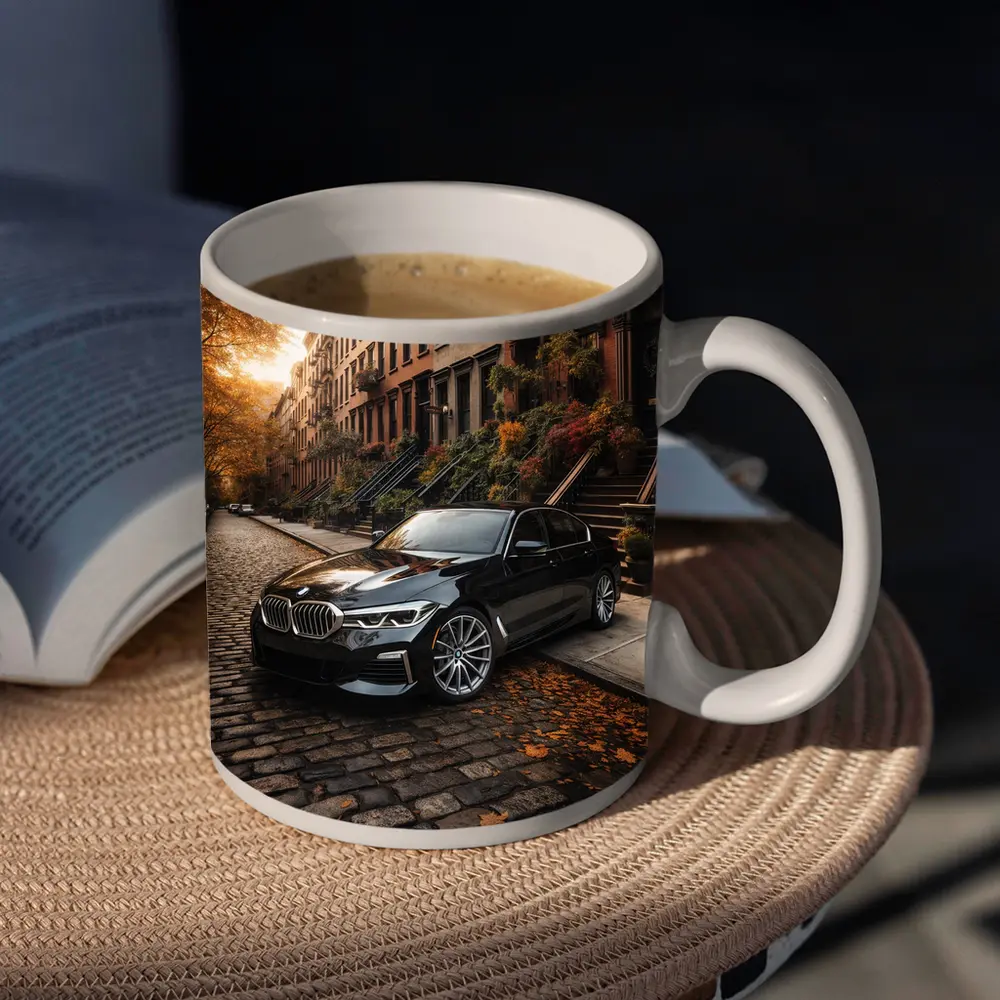 Black BMW Five Series New York Street – Mugs