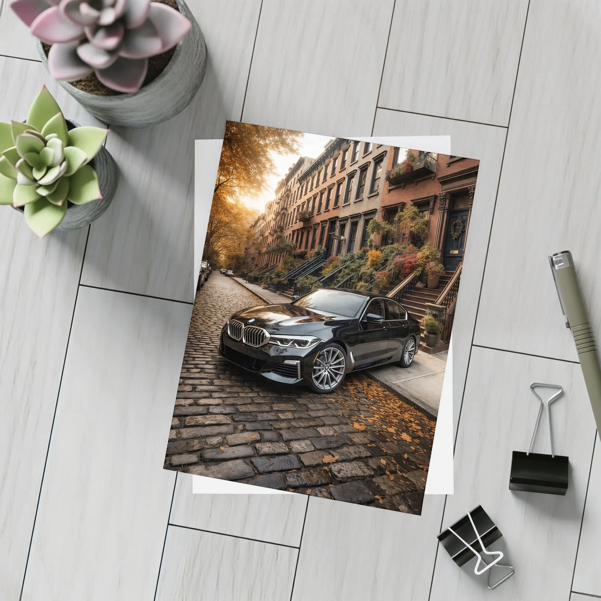 Black BMW Five Series New York Street – Postcards