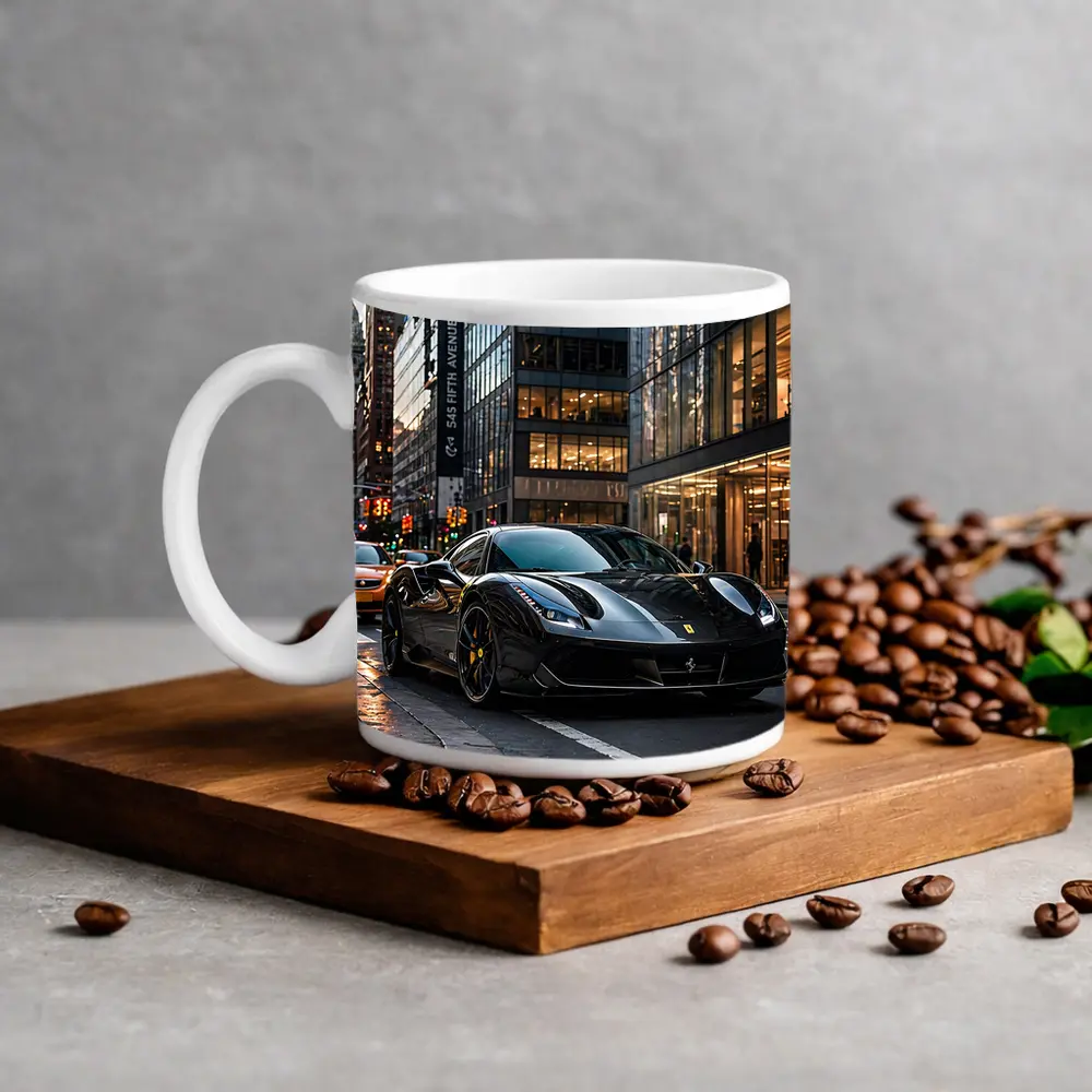Black Ferrari 488 GTB New York City – Mugs