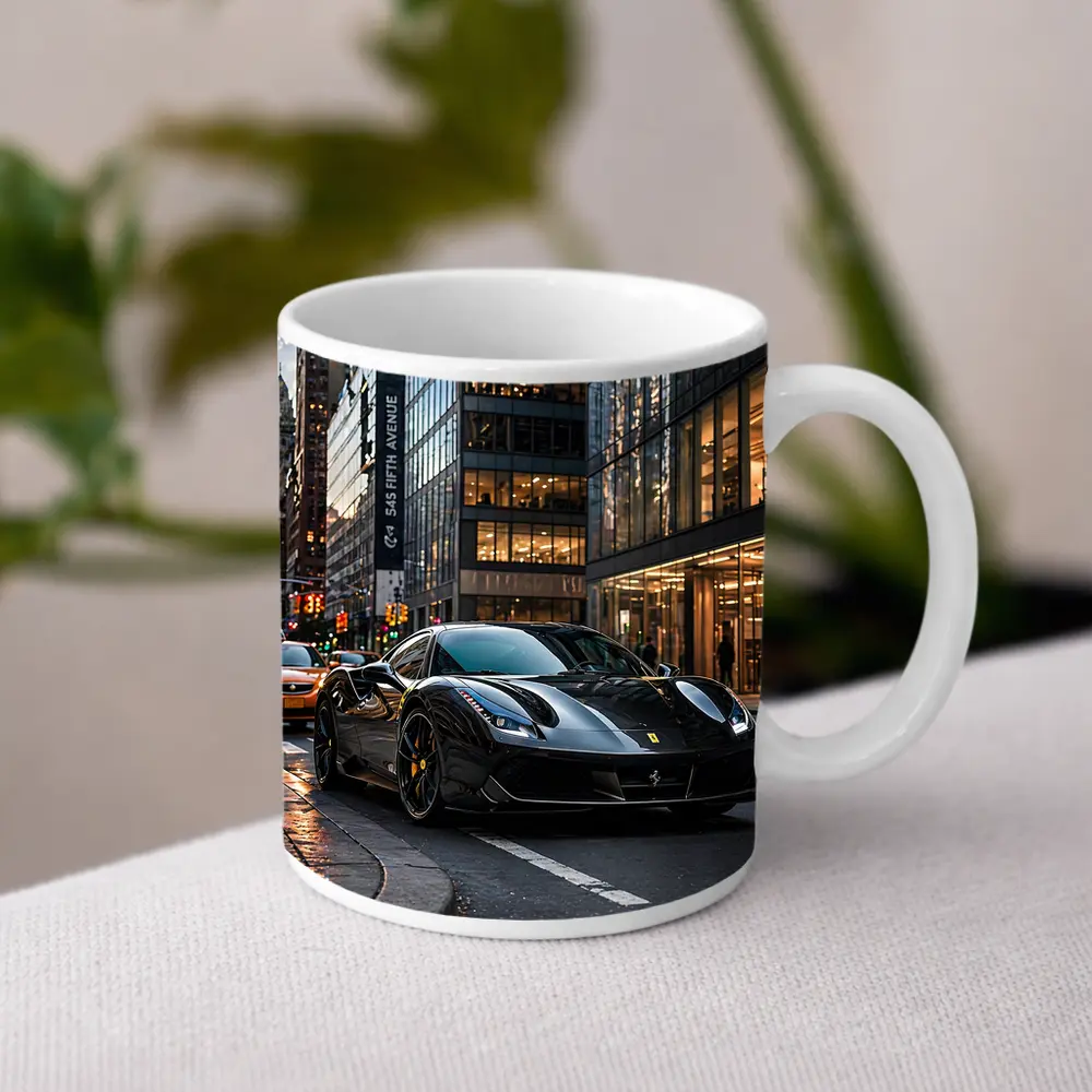 Black Ferrari 488 GTB New York City – Mugs