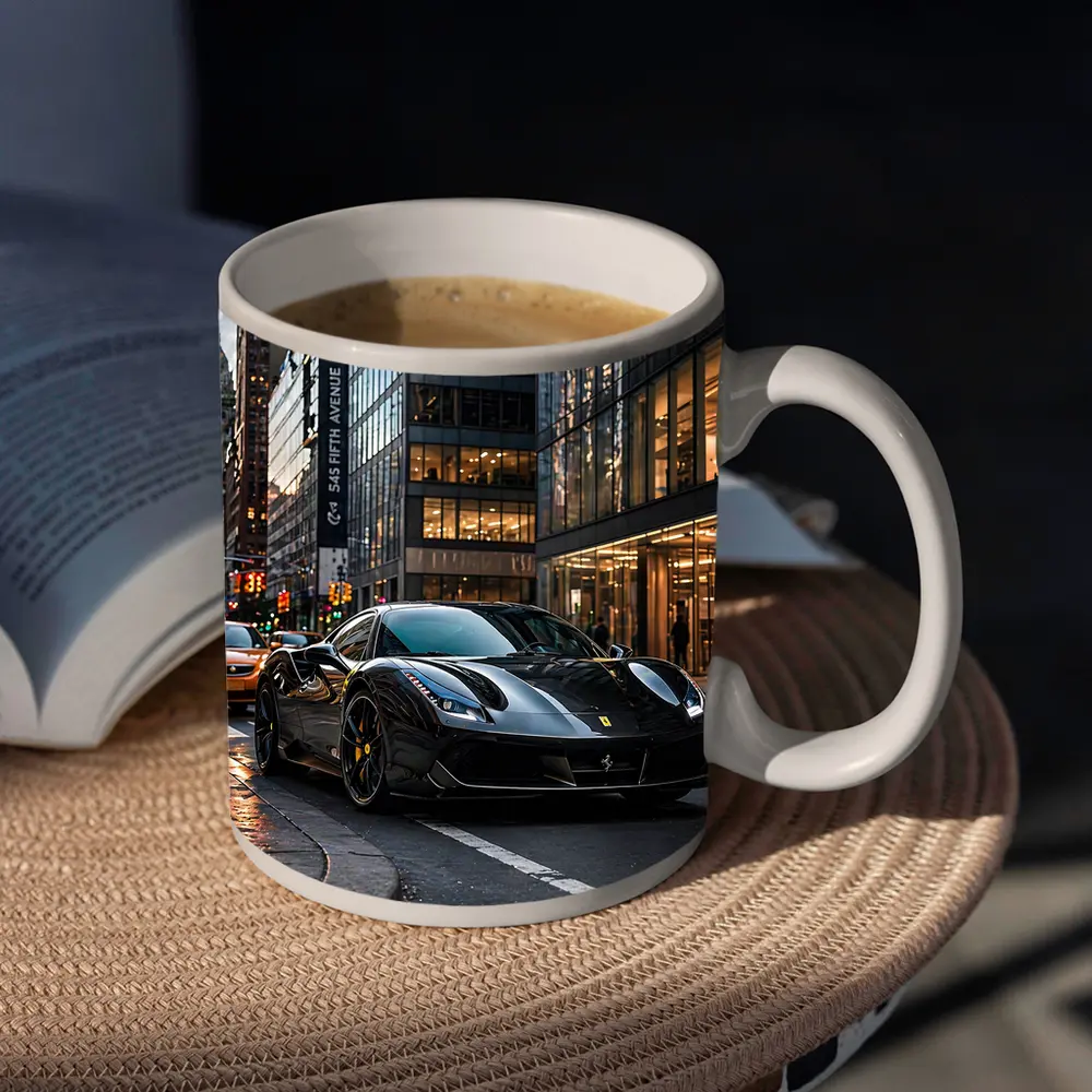 Black Ferrari 488 GTB New York City – Mugs
