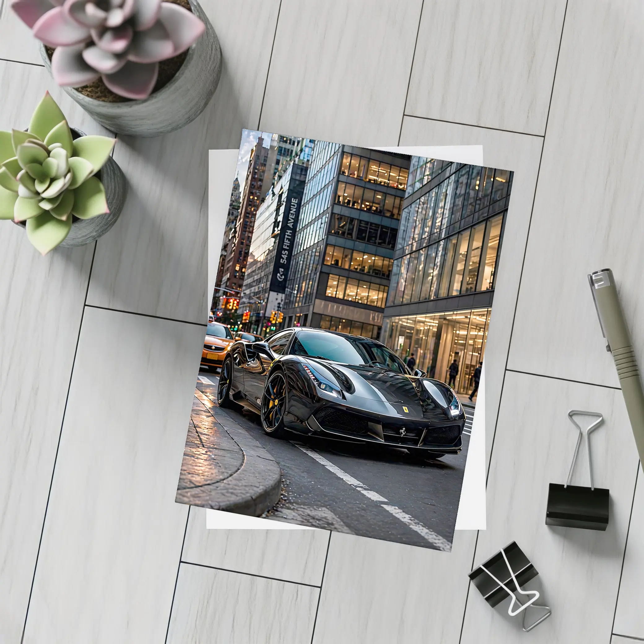 Black Ferrari 488 GTB New York City – Postcards