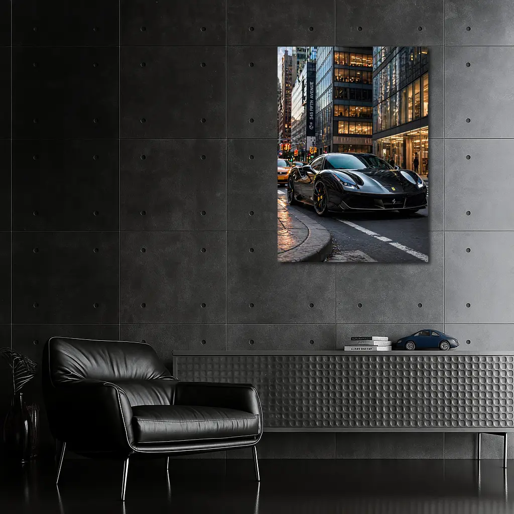 Black Ferrari 488 GTB New York City – Wall Art