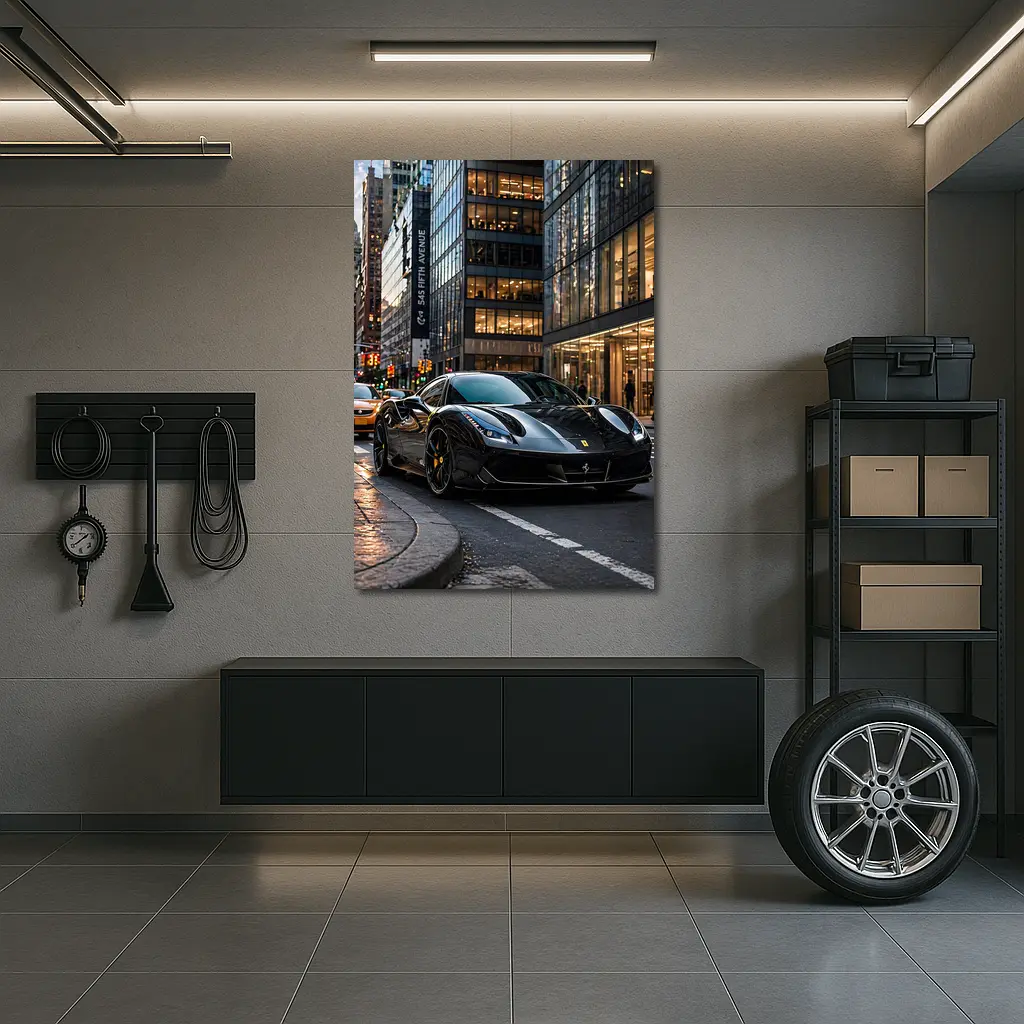 Black Ferrari 488 GTB New York City – Wall Art