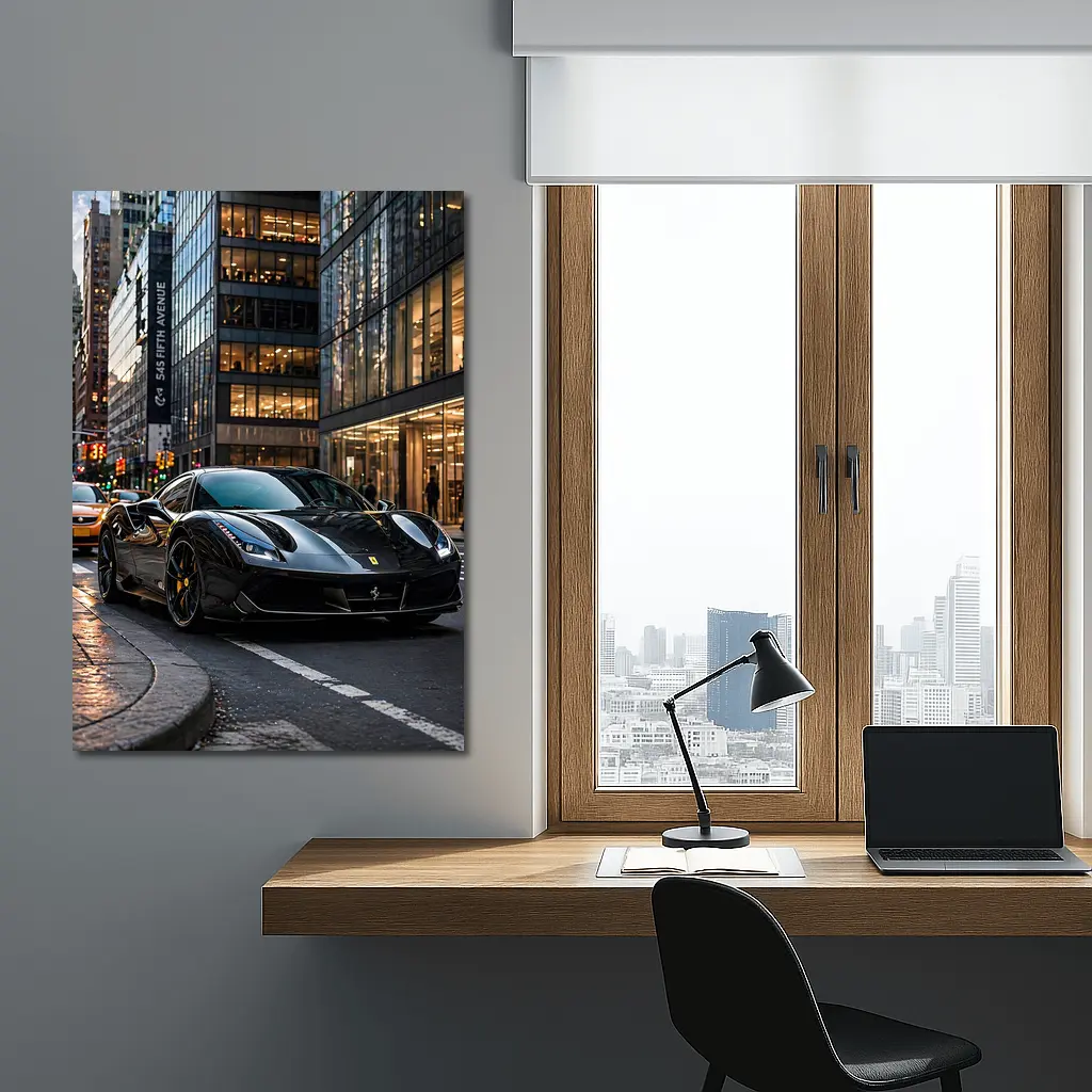 Black Ferrari 488 GTB New York City – Wall Art