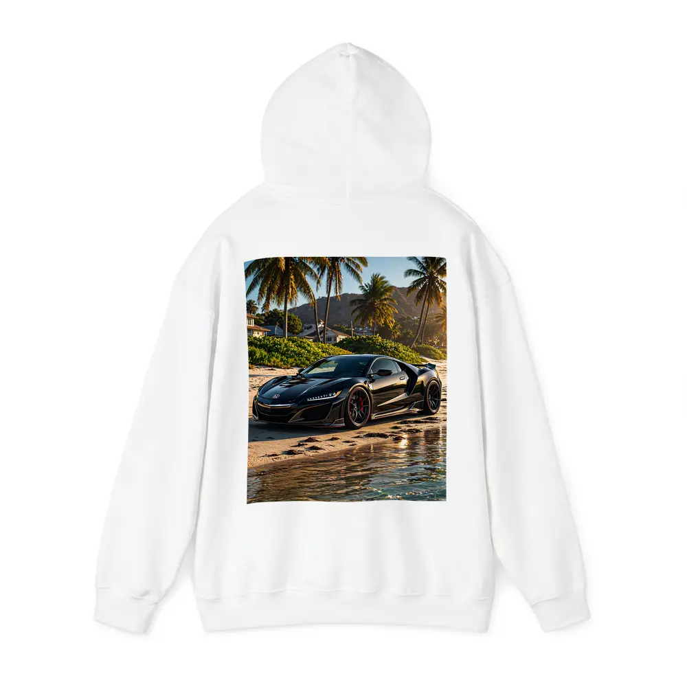Black Honda NSX Parked On Sandy Beach – Hoodies