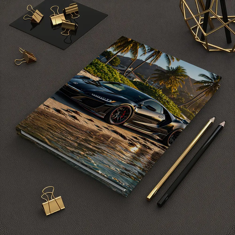 Black Honda NSX Parked On Sandy Beach – Notebooks