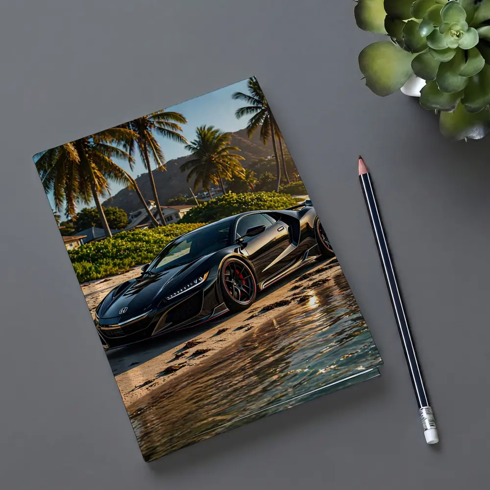 Black Honda NSX Parked On Sandy Beach – Notebooks