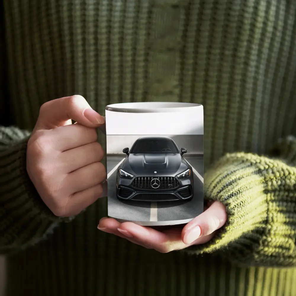 Mercedes AMG Dark Gray Parking Garage Front View – Mugs