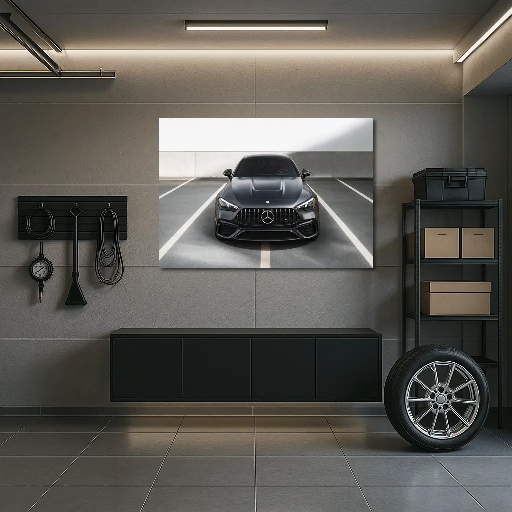Mercedes AMG Dark Gray Parking Garage Front View – Wall Art