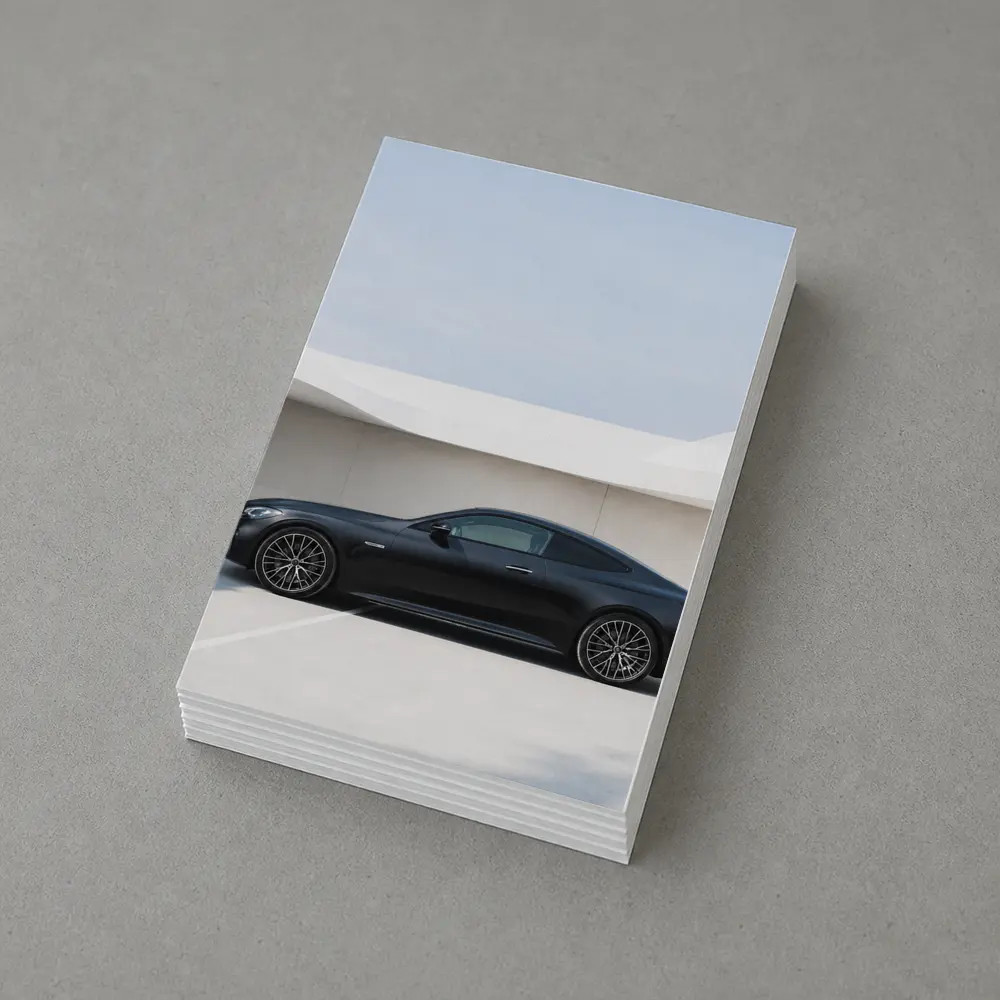 Black Mercedes AMG Coupe Minimal Parking Setting – Postcards
