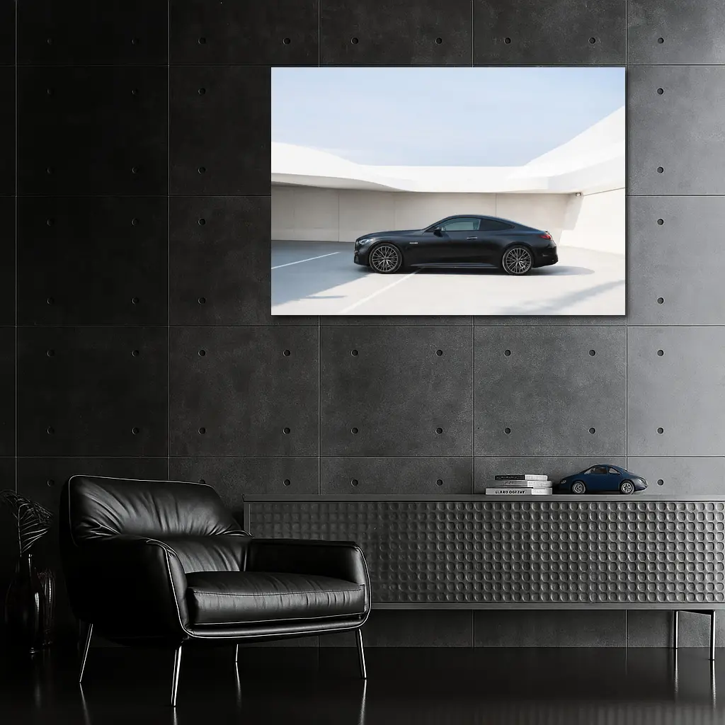 Black Mercedes AMG Coupe Minimal Parking Setting – Wall Art