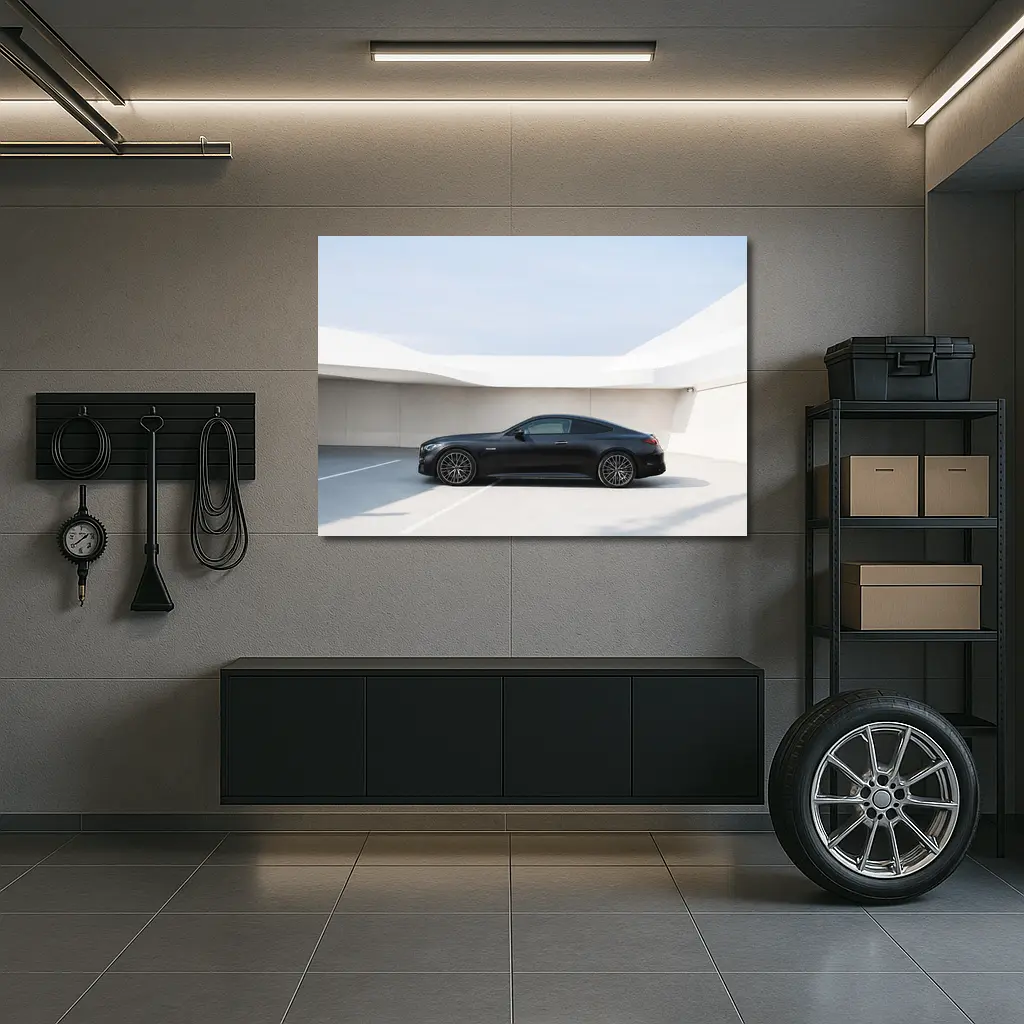 Black Mercedes AMG Coupe Minimal Parking Setting – Wall Art
