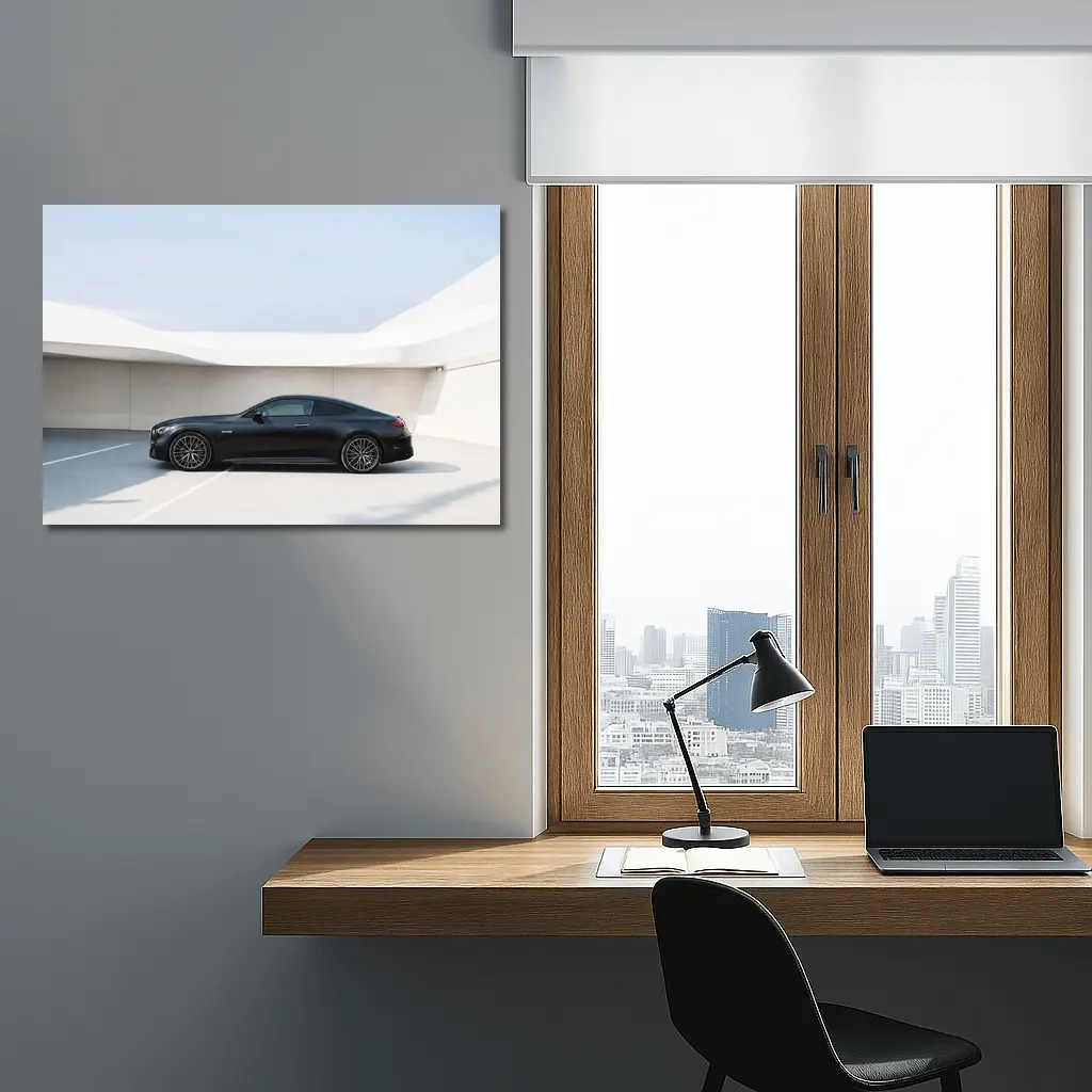 Black Mercedes AMG Coupe Minimal Parking Setting – Wall Art