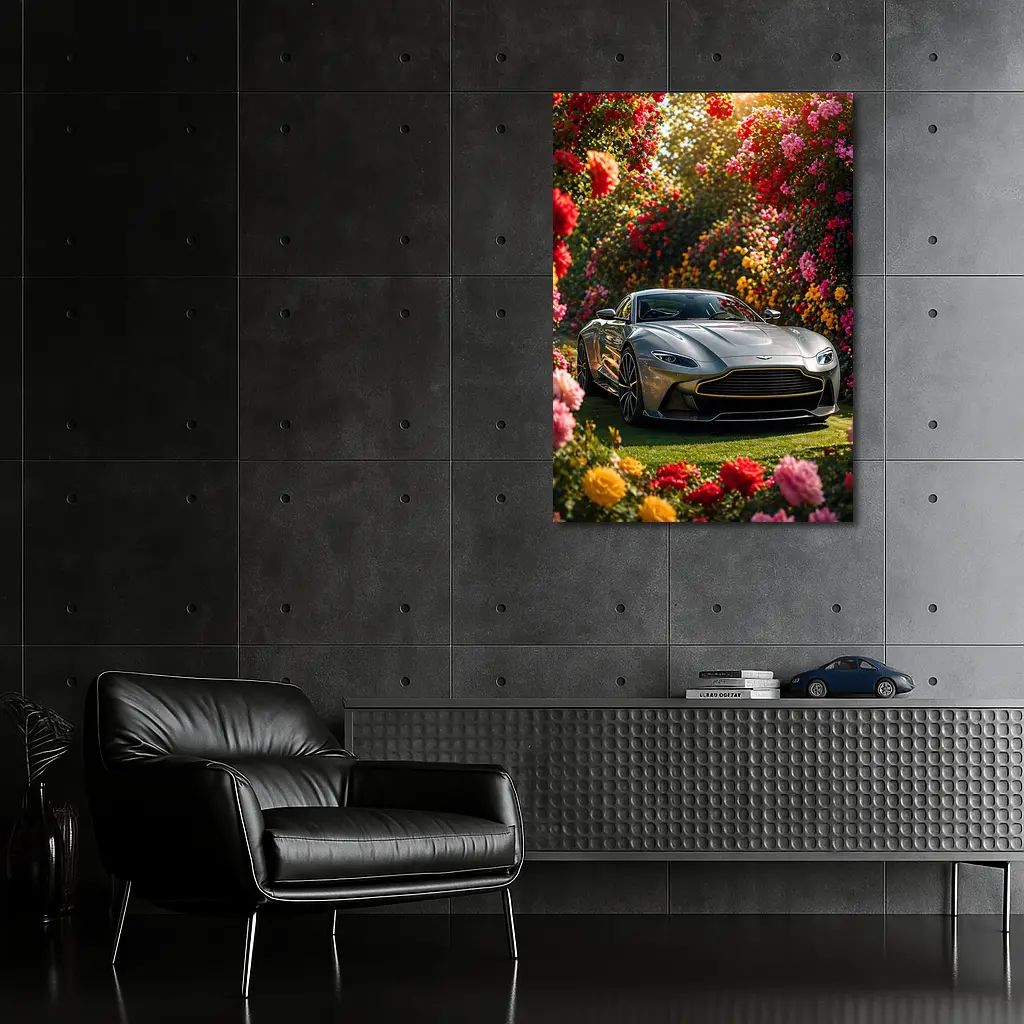 Aston Martin Vantage Gray Sports Car Garden – Wall Art